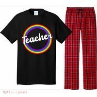 Teacher Rainbow Retro Gift For Teacher Pajama Set thumb 0