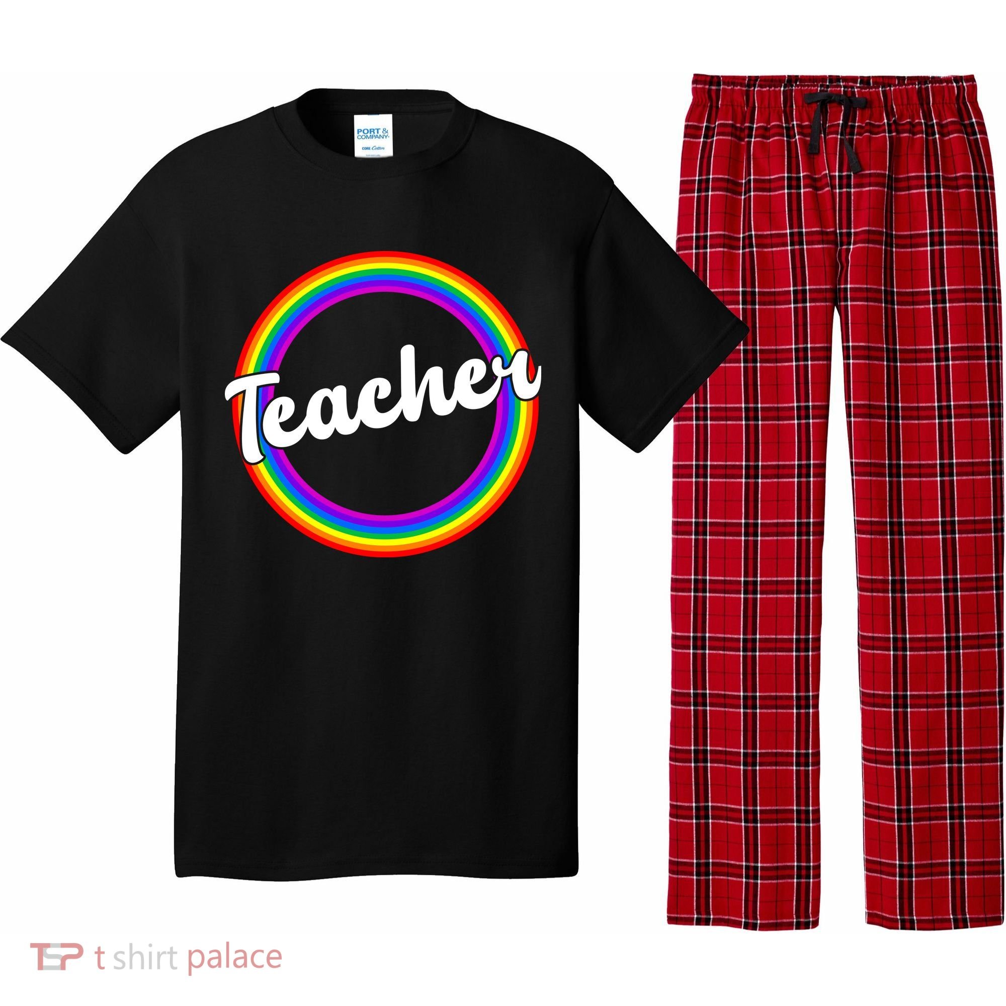 Teacher Rainbow Retro Gift For Teacher Pajama Set
