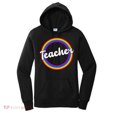 Teacher Rainbow Retro Gift For Teacher Women's Hoodie