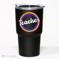 Teacher Rainbow Retro Gift For Teacher Tumbler thumb 0