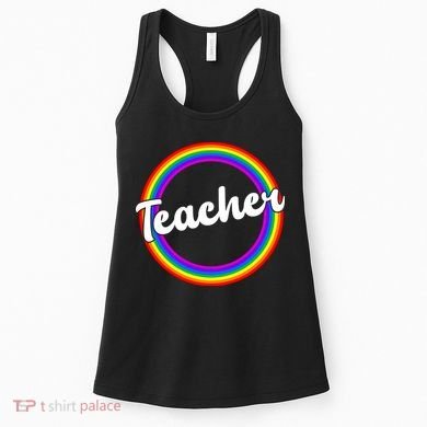 Teacher Rainbow Retro Gift For Teacher Women's Tank Top