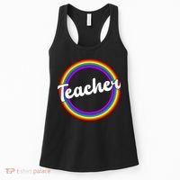 Teacher Rainbow Retro Gift For Teacher Women's Tank Top thumb 0