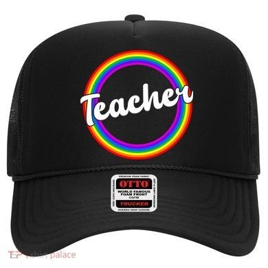 Teacher Rainbow Retro Gift For Teacher Hat