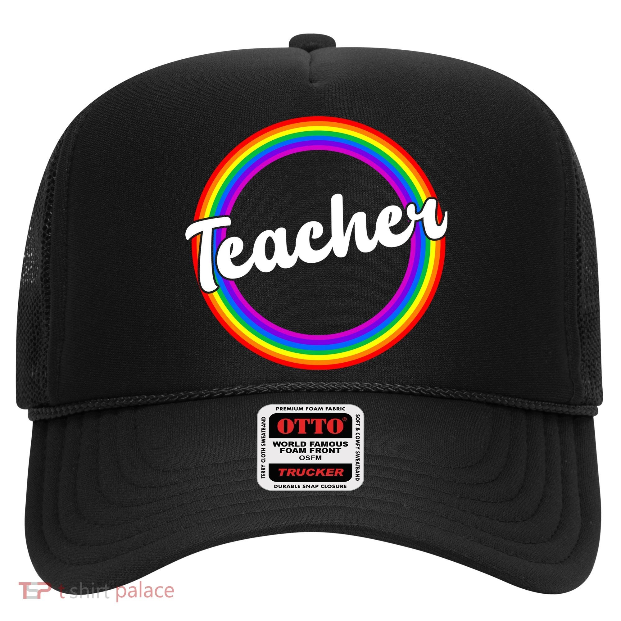 Teacher Rainbow Retro Gift For Teacher Hat