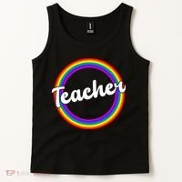 Teacher Rainbow Retro Gift For Teacher Tank Top thumb 2
