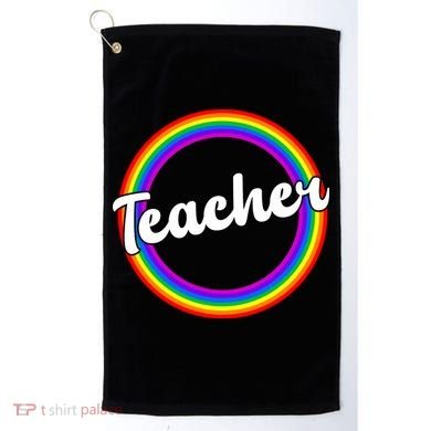 Teacher Rainbow Retro Gift For Teacher Golf Towel
