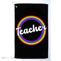 Teacher Rainbow Retro Gift For Teacher Golf Towel thumb 0