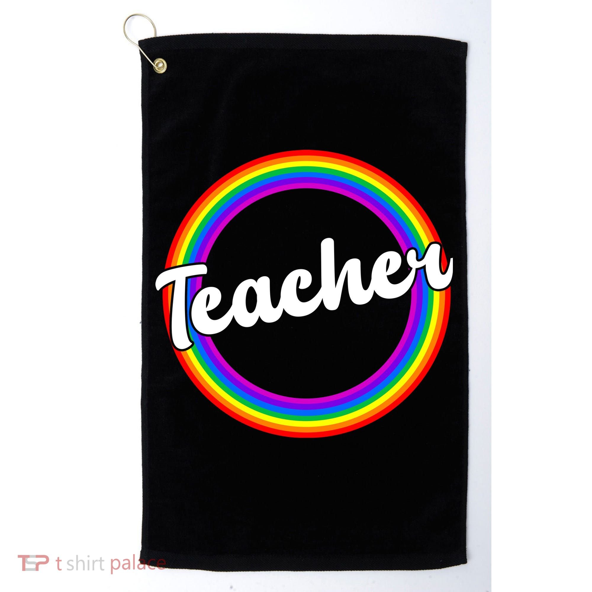 Teacher Rainbow Retro Gift For Teacher Golf Towel