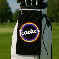 Teacher Rainbow Retro Gift For Teacher Golf Towel thumb 2