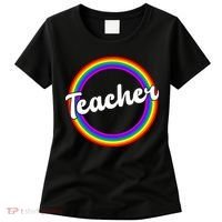Teacher Rainbow Retro Gift For Teacher Women's T-Shirt thumb 0