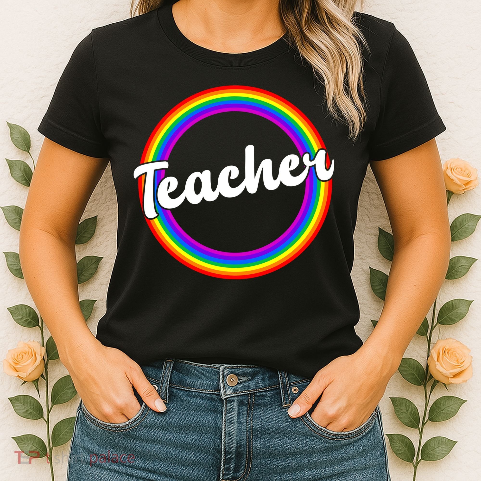 Teacher Rainbow Retro Gift For Teacher Women's T-Shirt