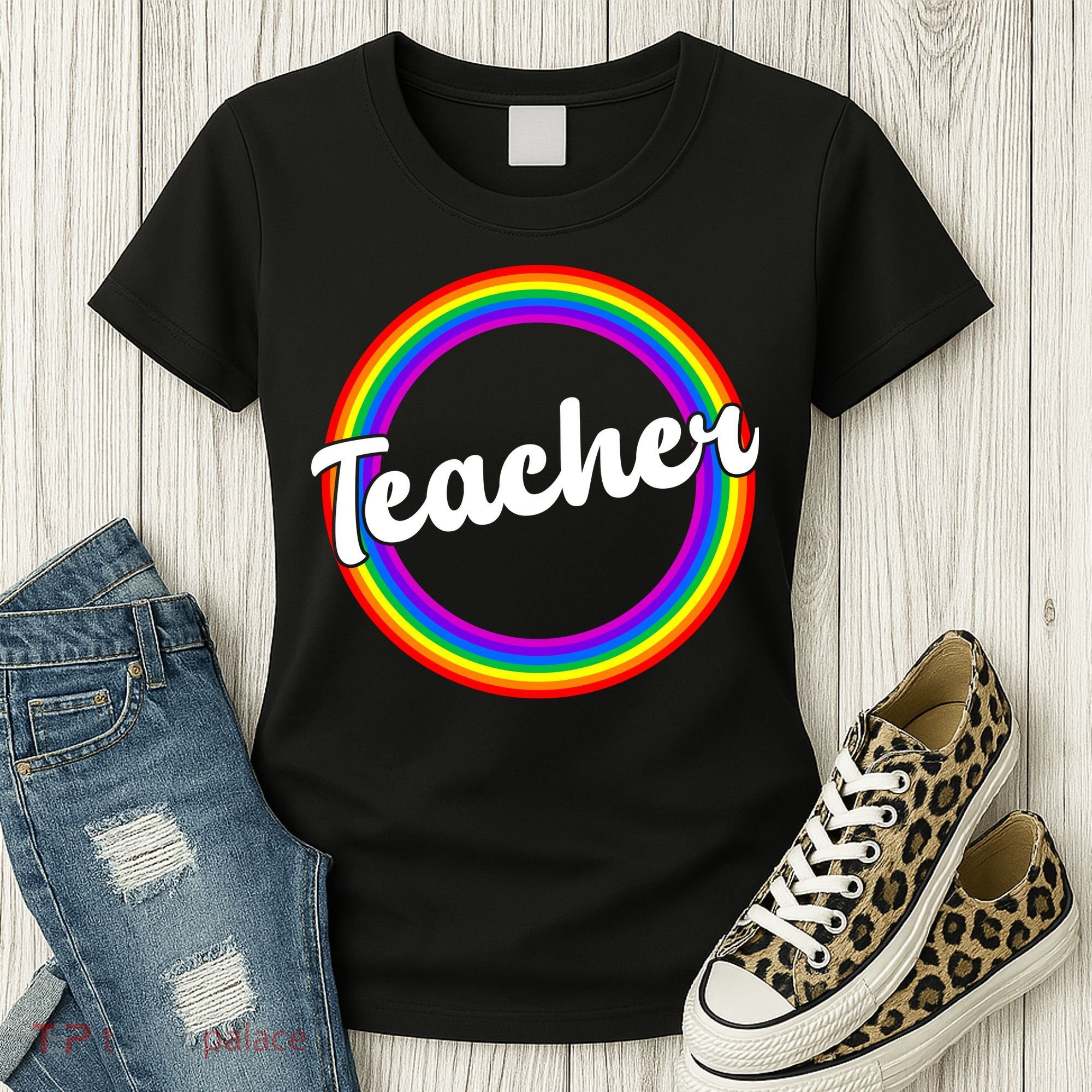 Teacher Rainbow Retro Gift For Teacher Women's T-Shirt