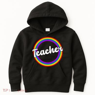 Teacher Rainbow Retro Gift For Teacher Kids Hoodie