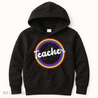 Teacher Rainbow Retro Gift For Teacher Kids Hoodie thumb 0