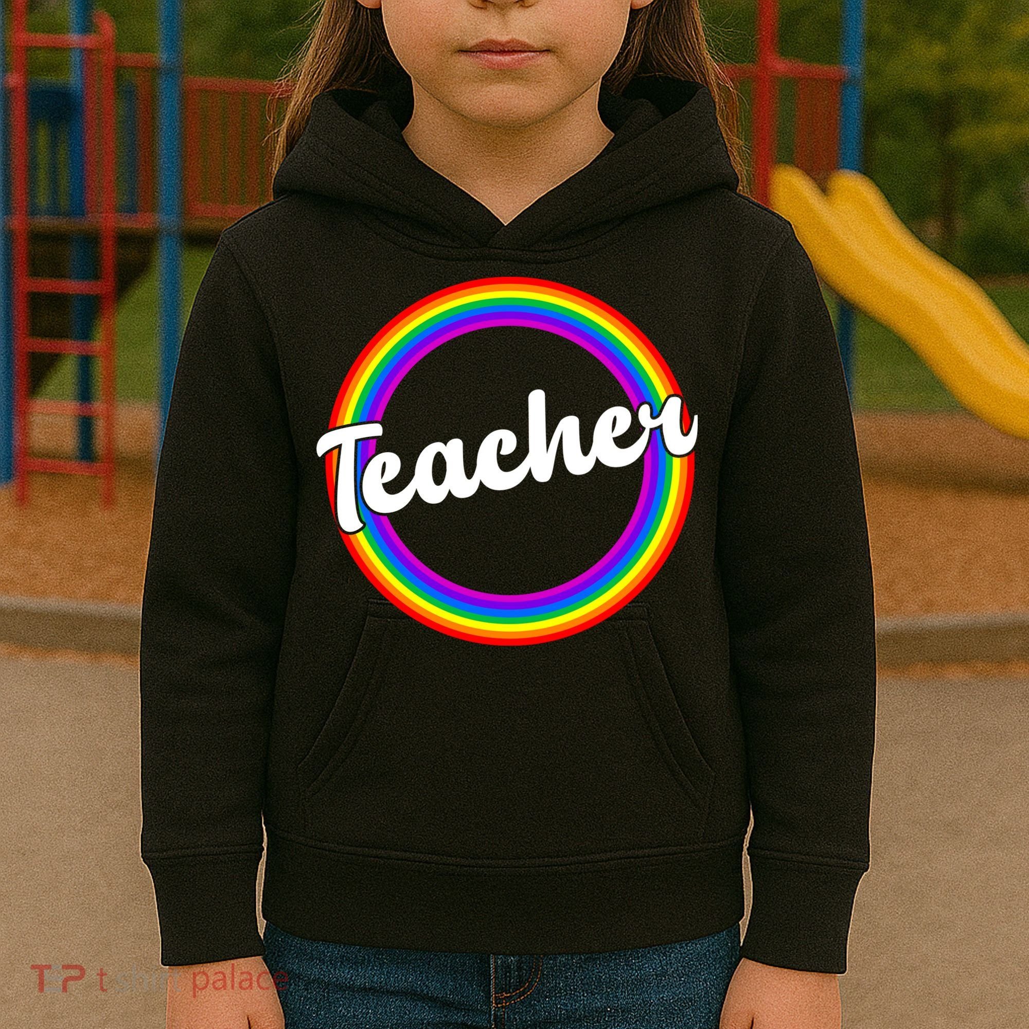 Teacher Rainbow Retro Gift For Teacher Kids Hoodie