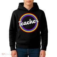 Teacher Rainbow Retro Gift For Teacher Kids Hoodie thumb 4