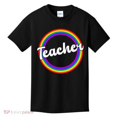 Teacher Rainbow Retro Gift For Teacher Kids T-Shirt