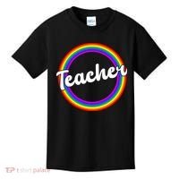 Teacher Rainbow Retro Gift For Teacher Kids T-Shirt thumb 0