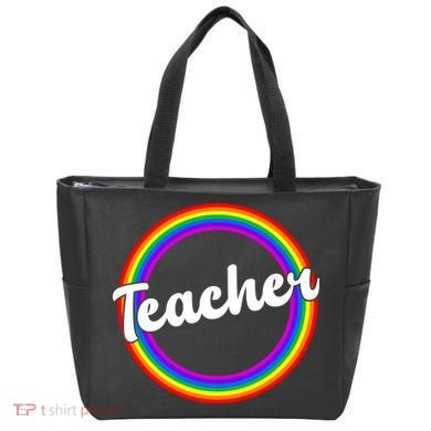 Teacher Rainbow Retro Gift For Teacher Tote Bag