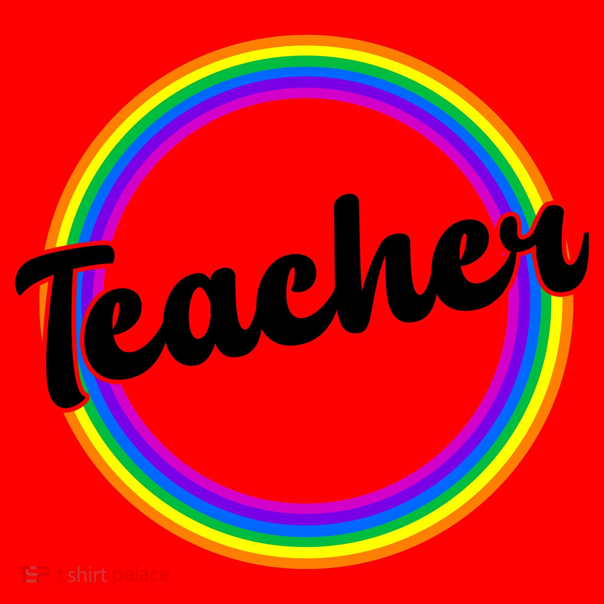 Teacher Rainbow Retro Gift For Teacher Santa Hat