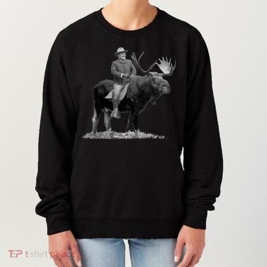 Teddy Roosevelt Riding A Bull Moose Women's Sweatshirt