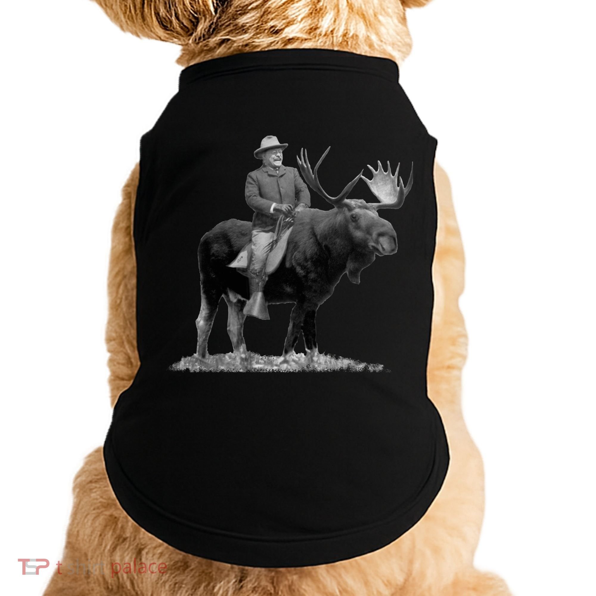 Teddy Roosevelt Riding A Bull Moose Doggie Tank