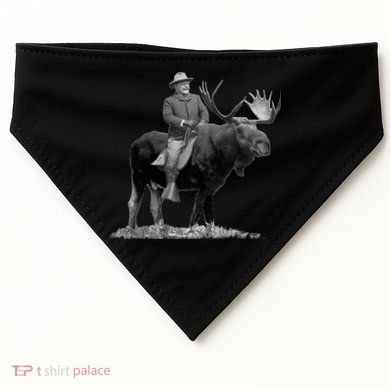 Teddy Roosevelt Riding A Bull Moose USA-Made Doggie Bandana