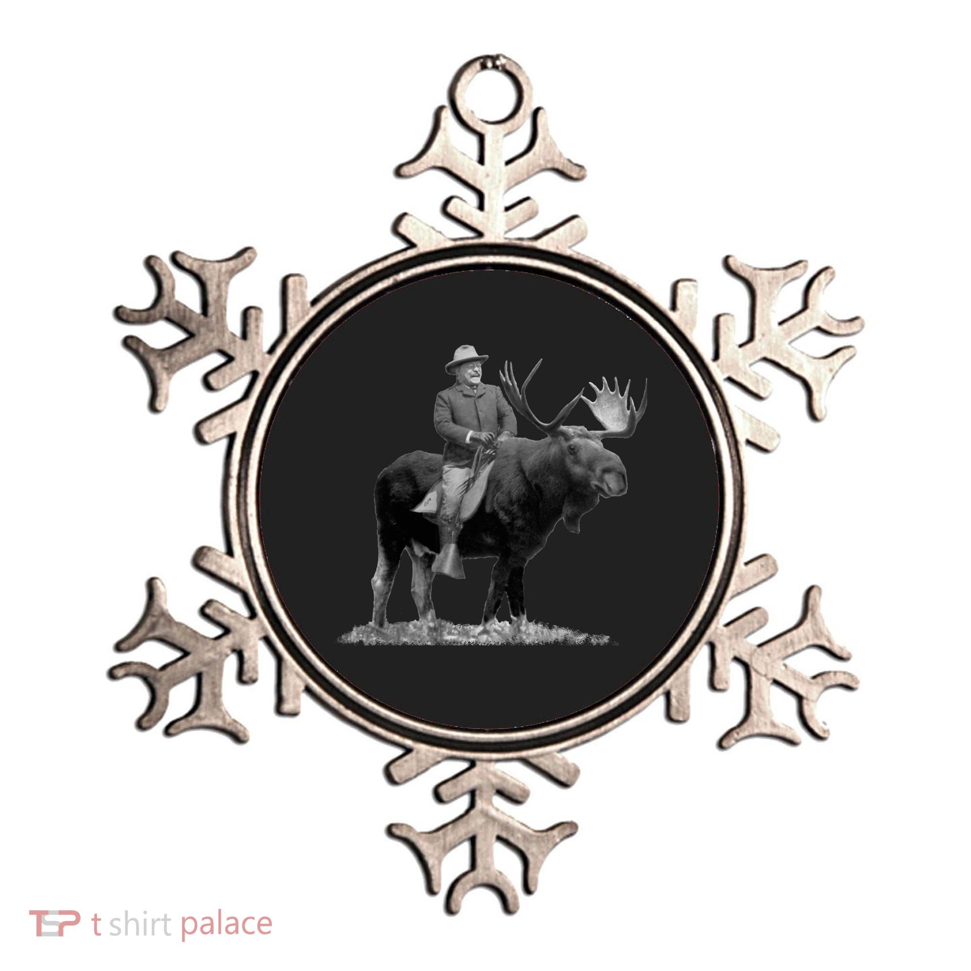 Teddy Roosevelt Riding A Bull Moose Ornament