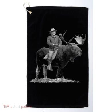 Teddy Roosevelt Riding A Bull Moose Golf Towel