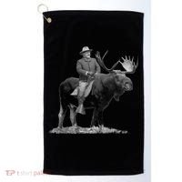 Teddy Roosevelt Riding A Bull Moose Golf Towel thumb 0