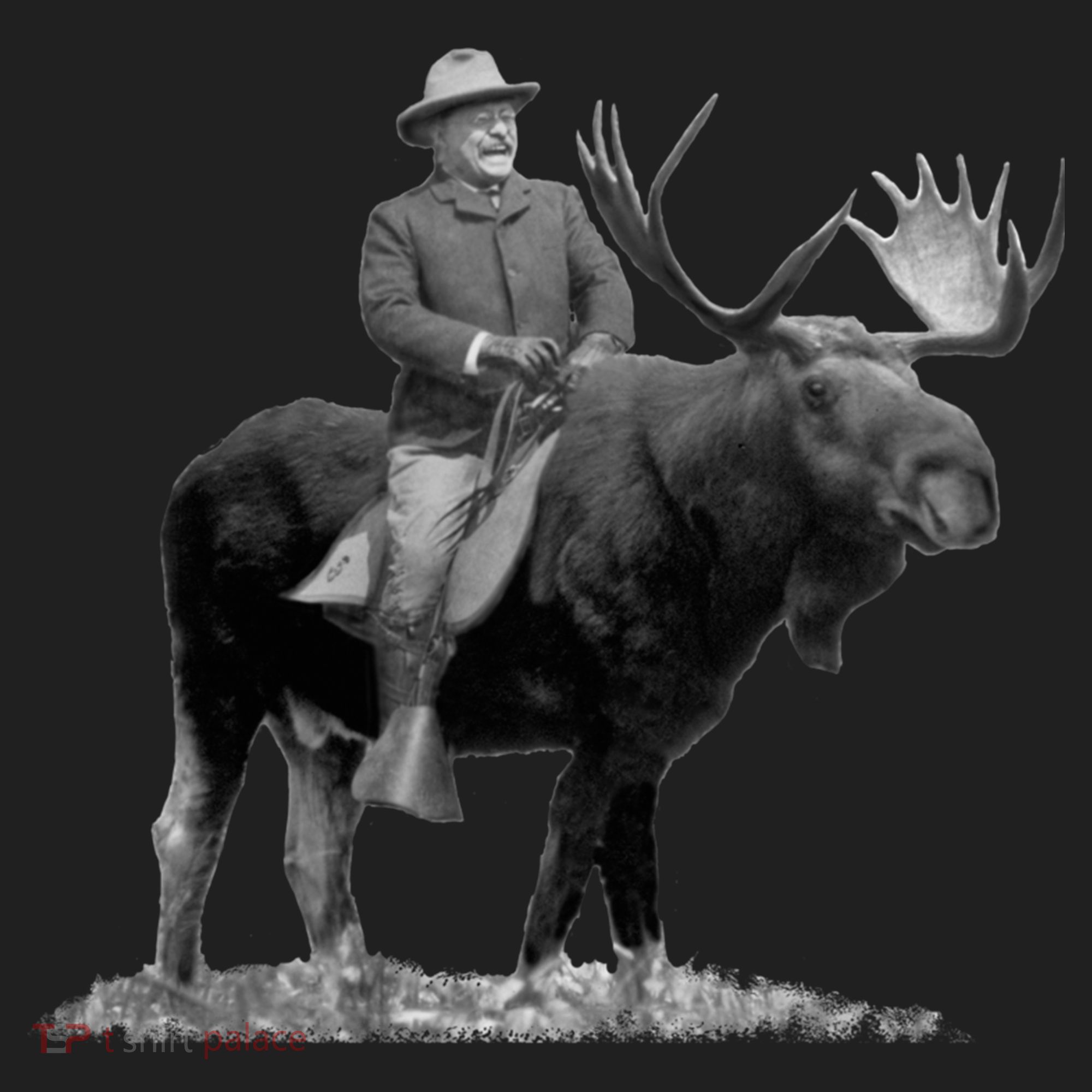 Teddy Roosevelt Riding A Bull Moose Golf Towel