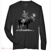 Teddy Roosevelt Riding A Bull Moose Zone Performance Long-Sleeve T-Shirt thumb 0