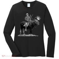 Teddy Roosevelt Riding A Bull Moose Women's Long Sleeve Shirt thumb 0