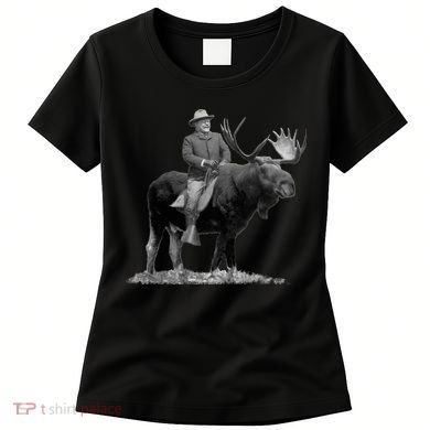 Teddy Roosevelt Riding A Bull Moose Women's T-Shirt