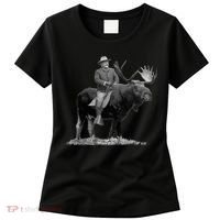 Teddy Roosevelt Riding A Bull Moose Women's T-Shirt thumb 0
