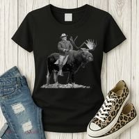 Teddy Roosevelt Riding A Bull Moose Women's T-Shirt thumb 3