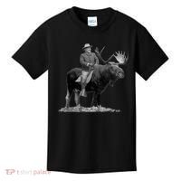 Teddy Roosevelt Riding A Bull Moose Kids T-Shirt thumb 0