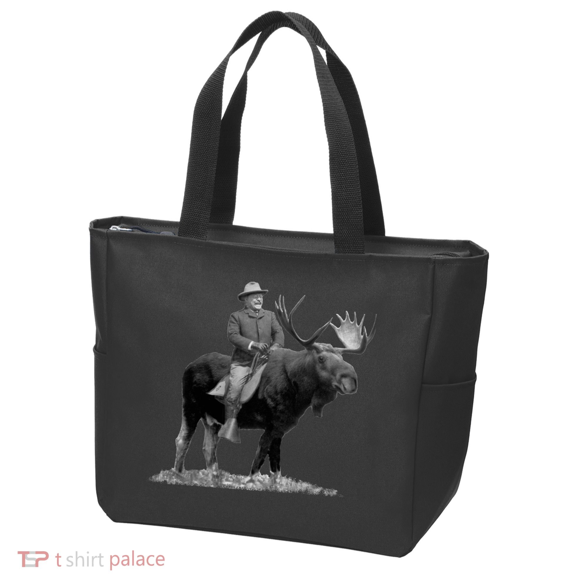 Teddy Roosevelt Riding A Bull Moose Tote Bag