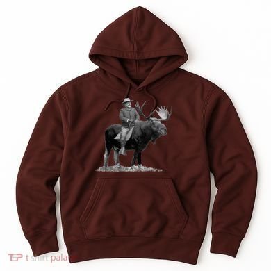 Teddy Roosevelt Riding A Bull Moose Hoodie