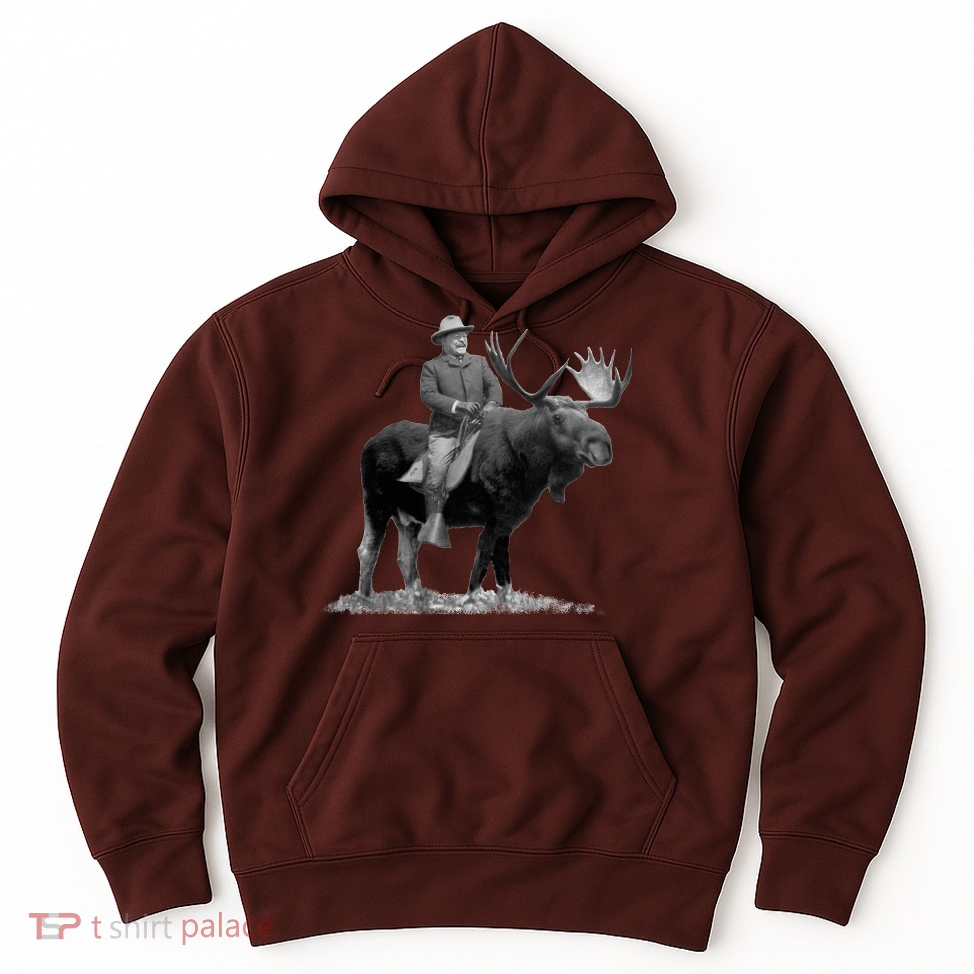 Teddy Roosevelt Riding A Bull Moose Hoodie