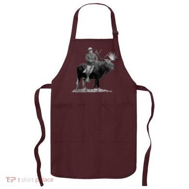 Teddy Roosevelt Riding A Bull Moose Apron