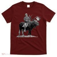 Teddy Roosevelt Riding A Bull Moose T-Shirt thumb 0