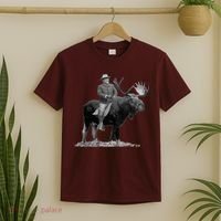 Teddy Roosevelt Riding A Bull Moose T-Shirt thumb 2