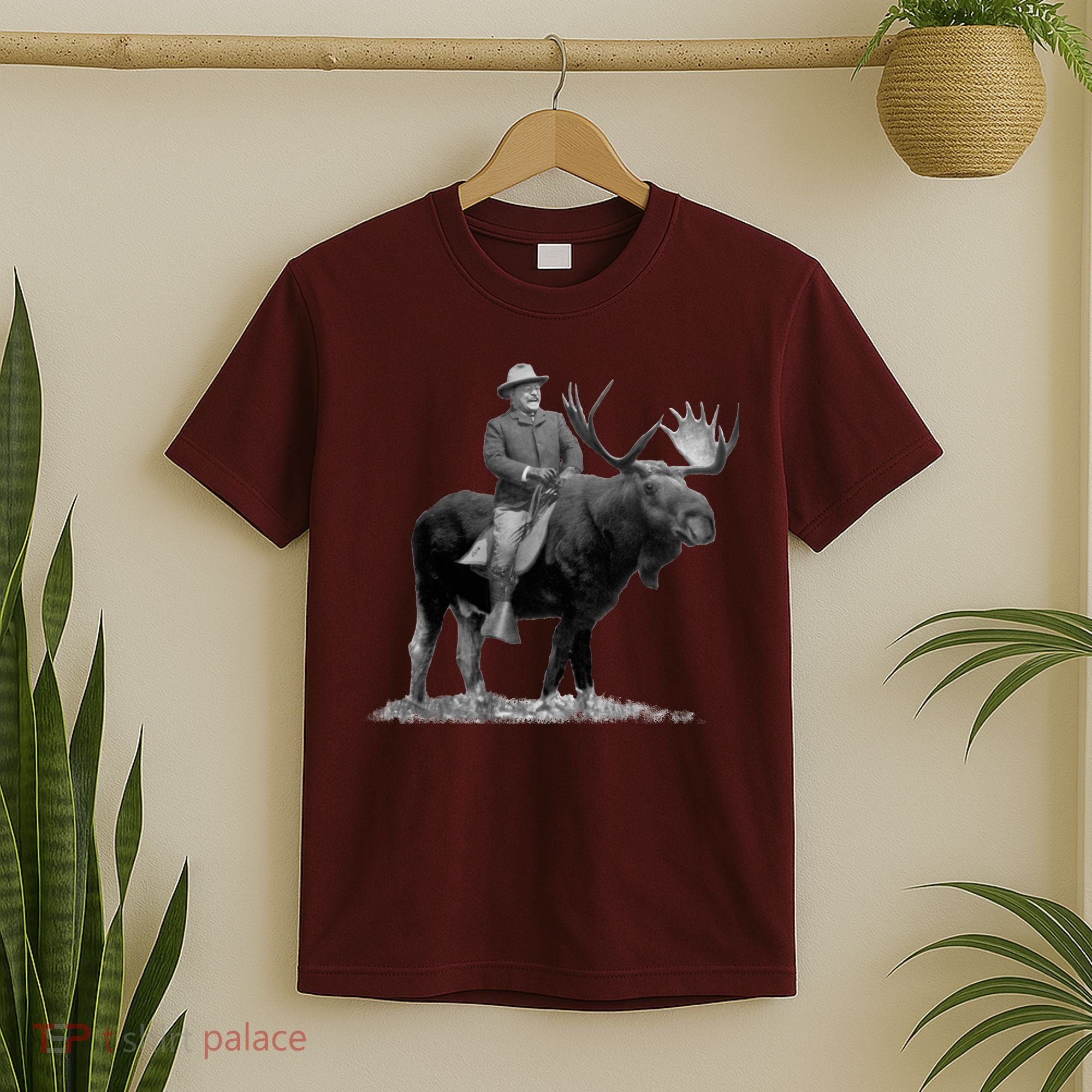 Teddy Roosevelt Riding A Bull Moose T-Shirt