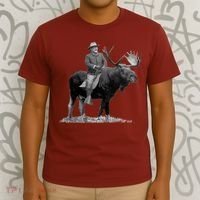 Teddy Roosevelt Riding A Bull Moose T-Shirt thumb 3