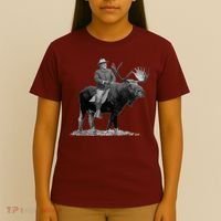 Teddy Roosevelt Riding A Bull Moose T-Shirt thumb 4