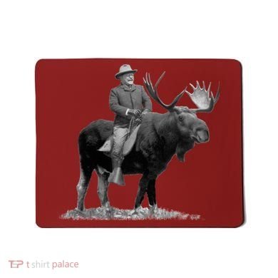 Teddy Roosevelt Riding A Bull Moose Mousepad