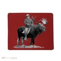 Teddy Roosevelt Riding A Bull Moose Mousepad thumb 0