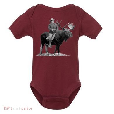Teddy Roosevelt Riding A Bull Moose Baby Bodysuit
