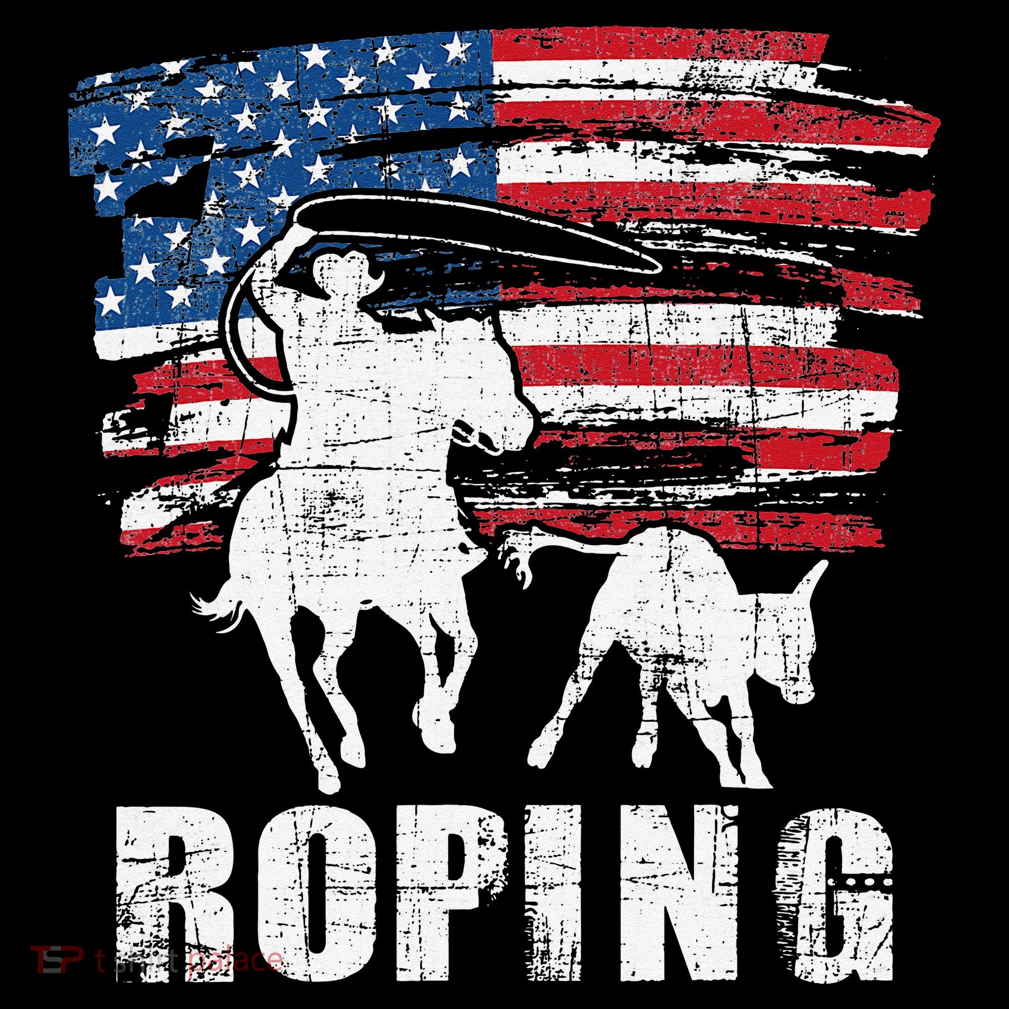 Team Roping Roper Usa American Flag Header Heeler Horse Stripe Pom Pom Beanie
